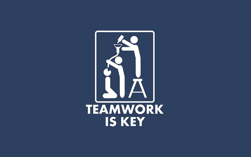 Teamwork Illustration — Blue, Playful