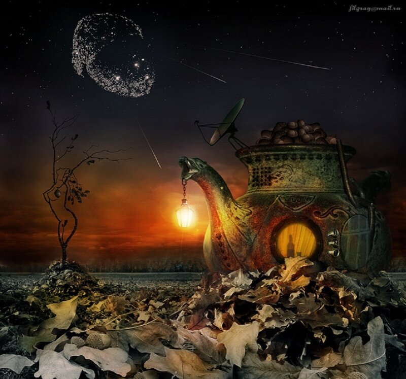 Teapot House at Night