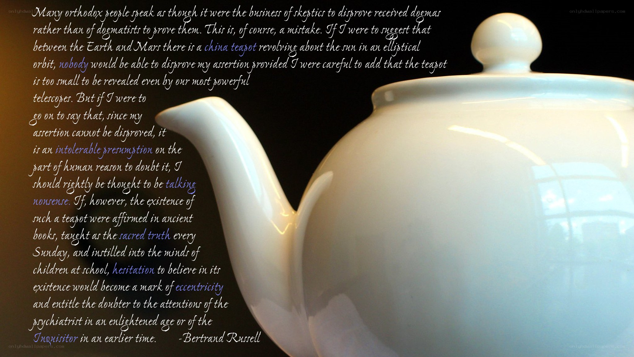 Teapot quote on black background