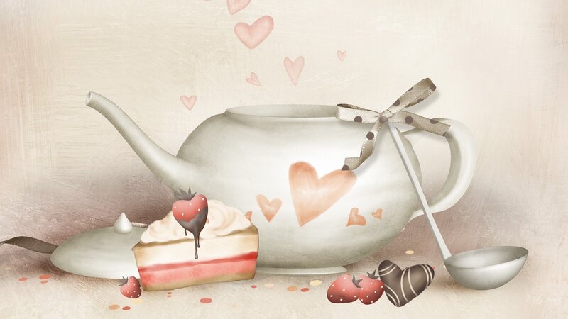 Teapot with Cake Slice