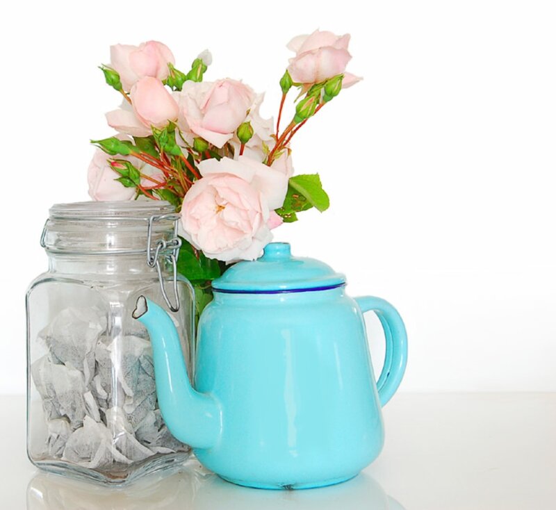 Teapot with Flowers — Blue