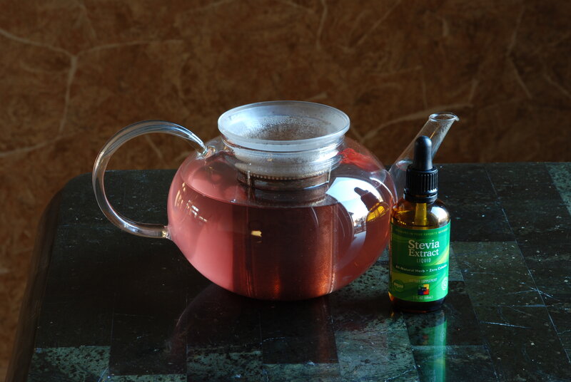Teapot with stevia extract