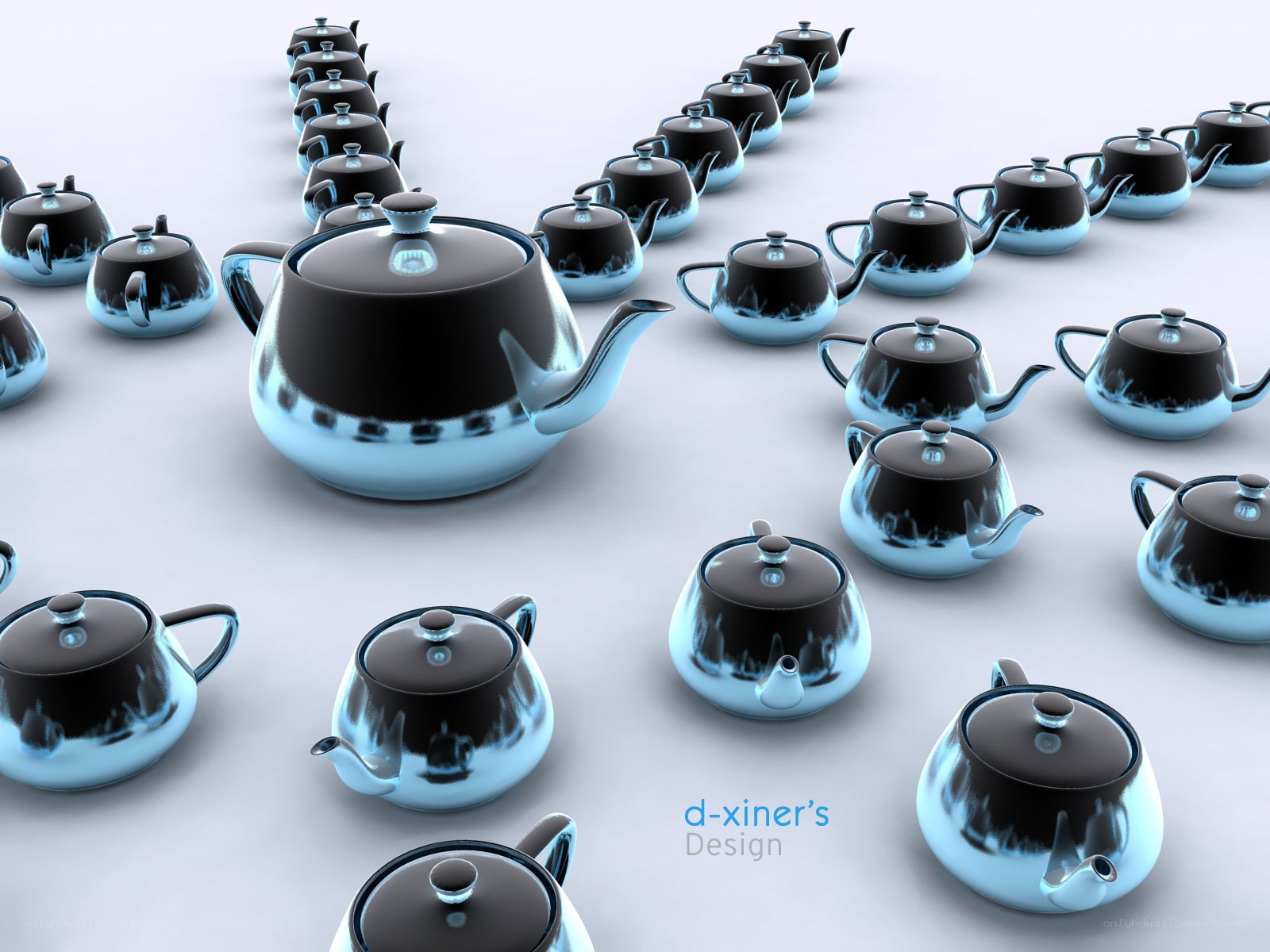 Teapots in a row