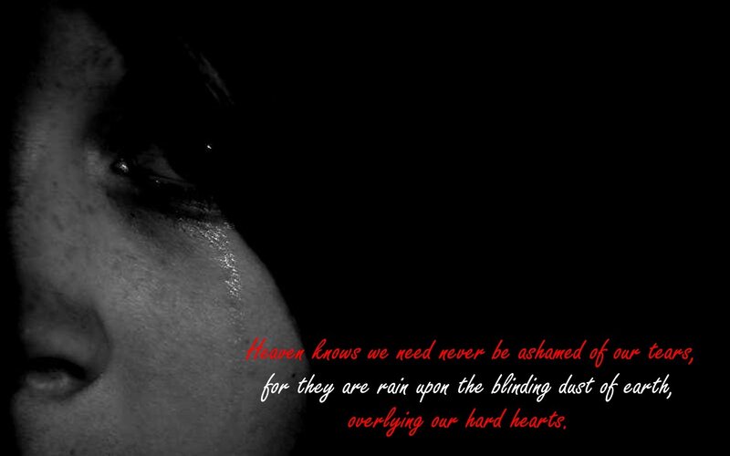 tearful face with quote