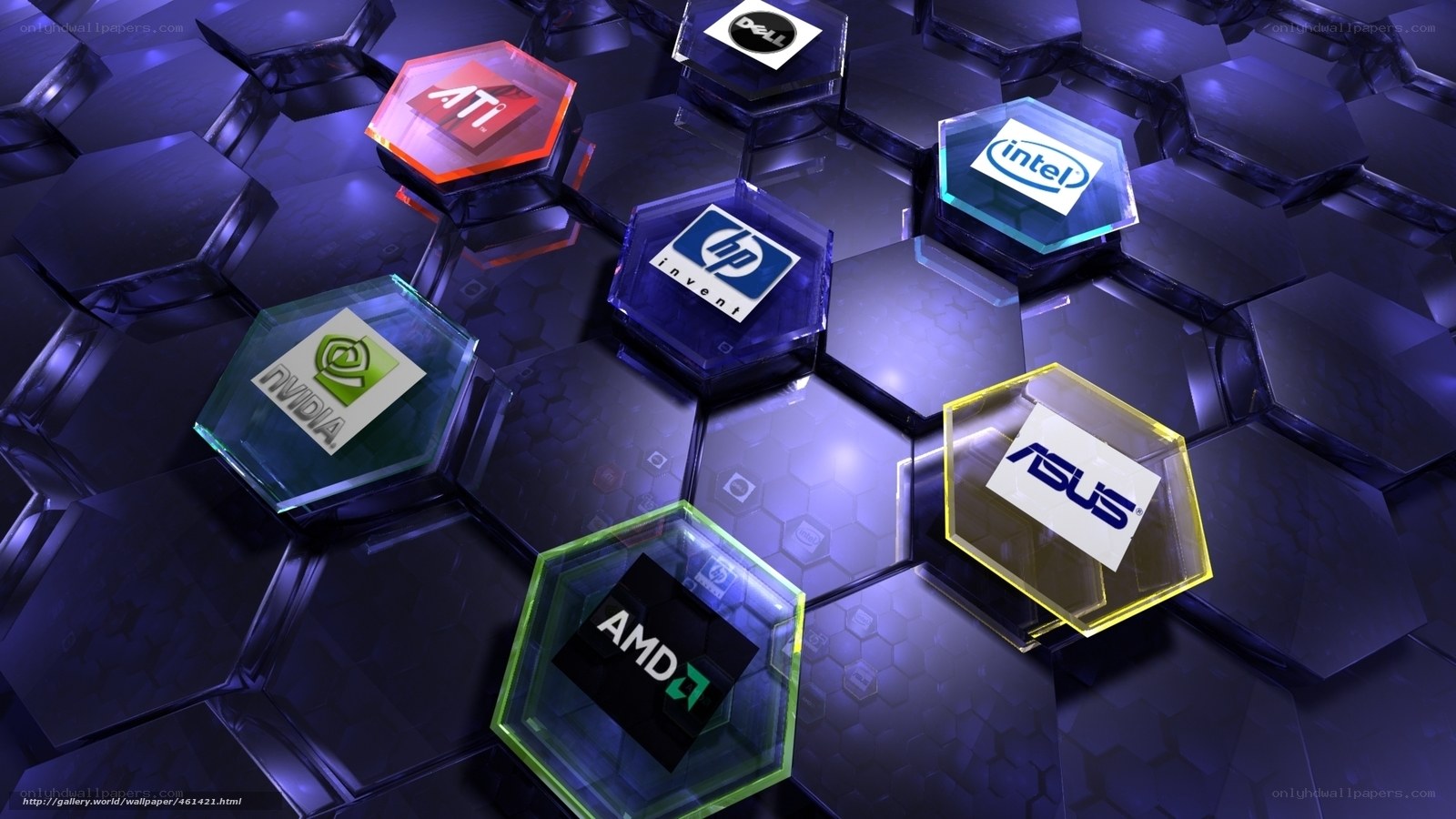 tech company logos on hexagons