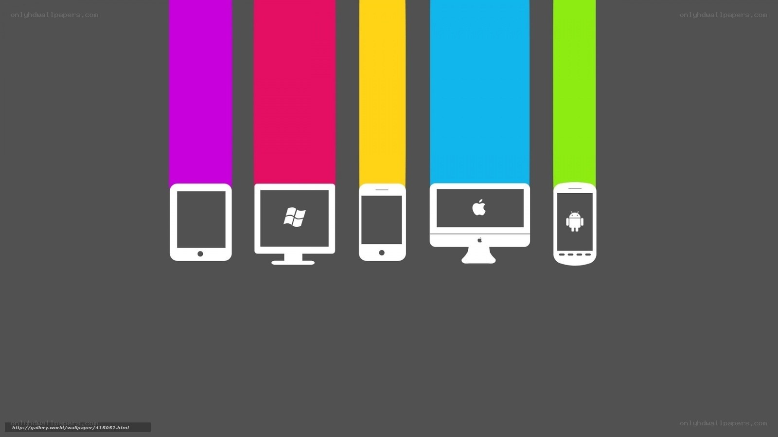 Tech device icons on colored stripes