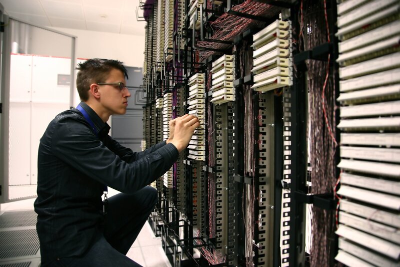technician working on server rack