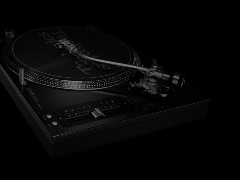 Technics turntable in dark setting