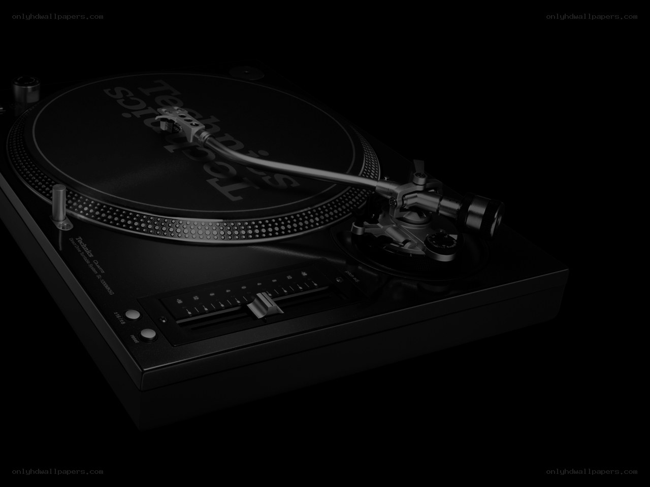 Technics turntable in dark setting
