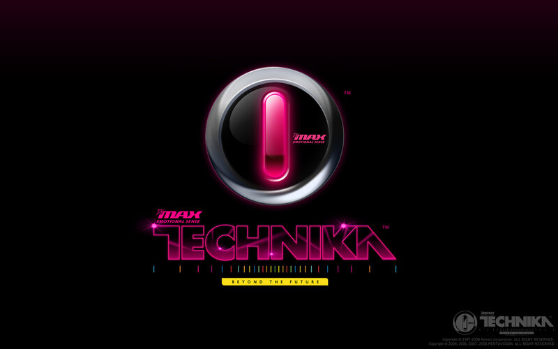 Technika logo with neon design