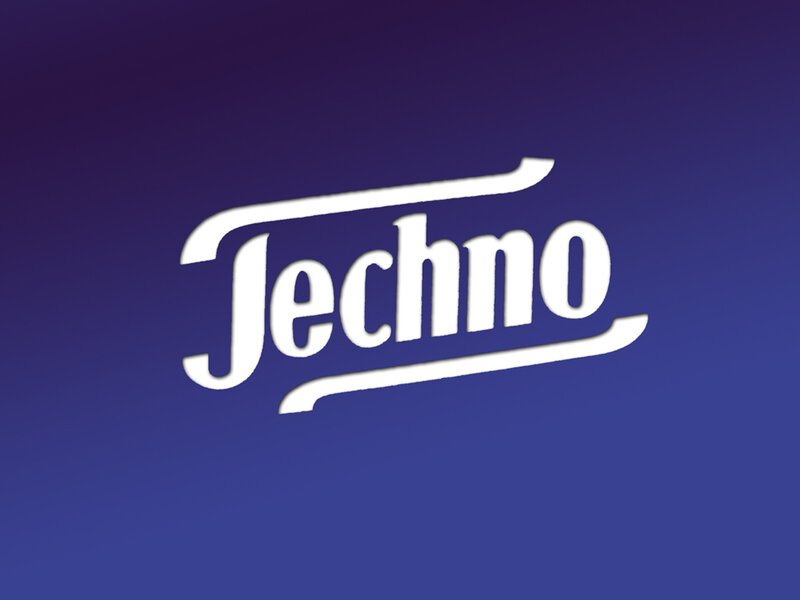 Techno logo on blue background