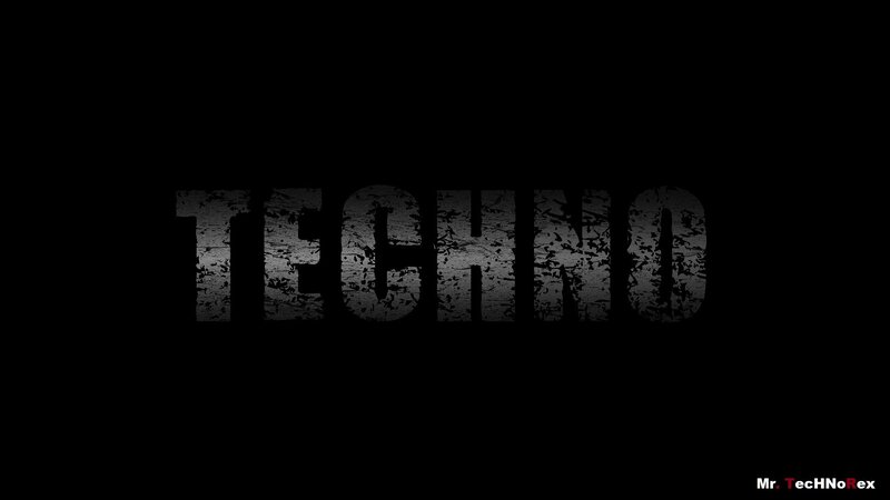 techno text on black background
