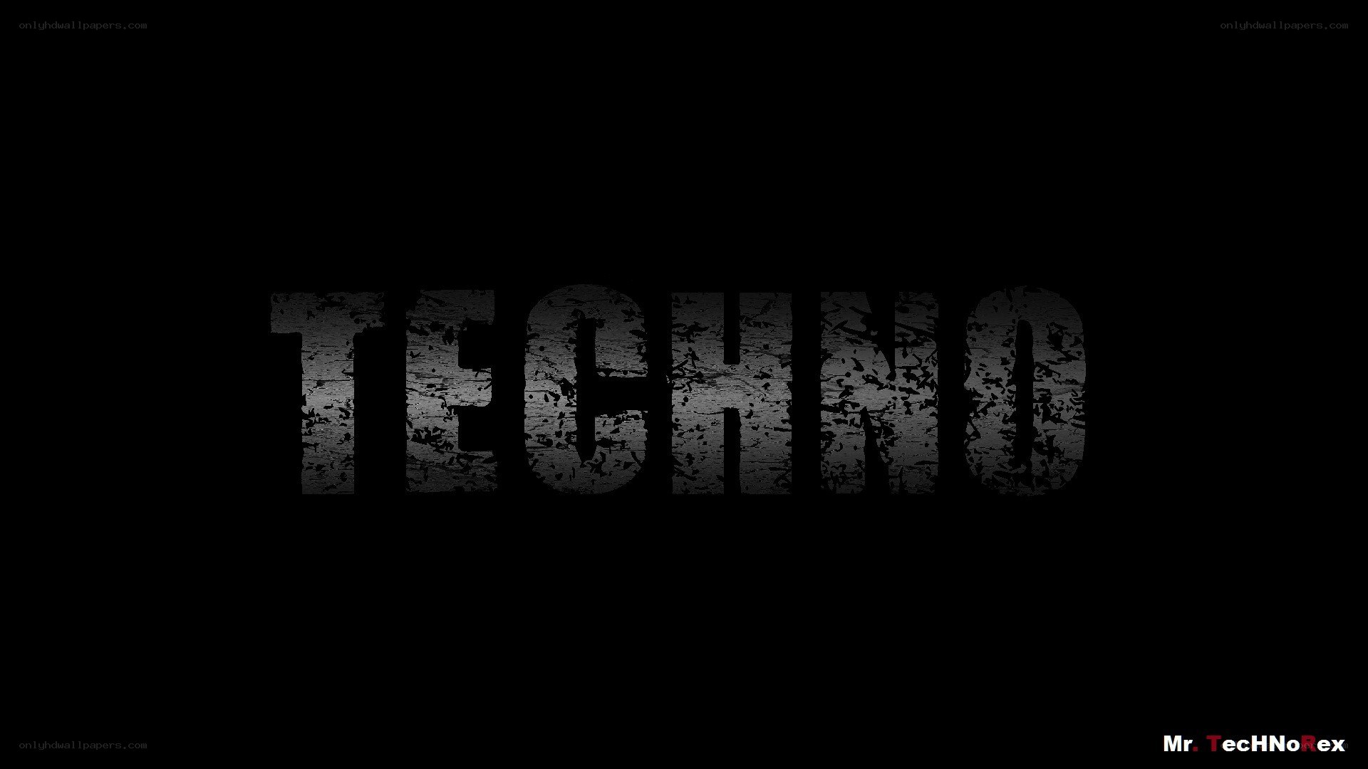 techno text on black background