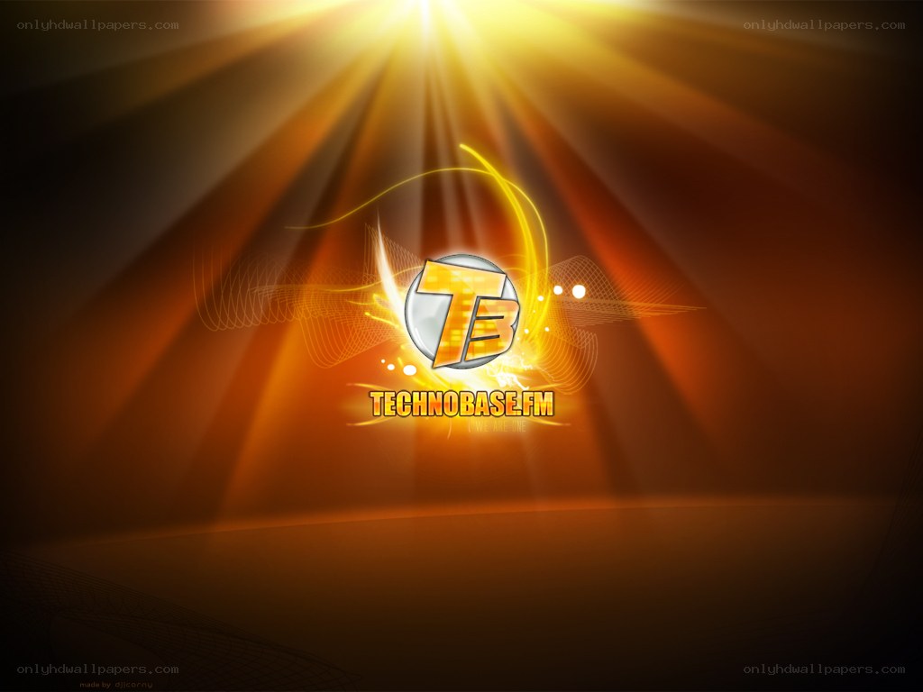 TechnoBase FM logo with light rays