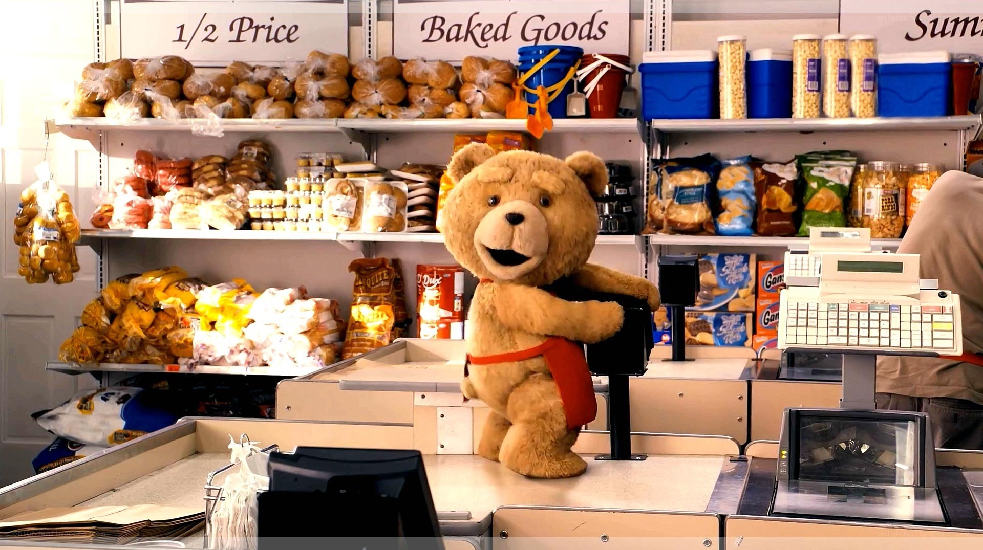 Ted the bear at a grocery store