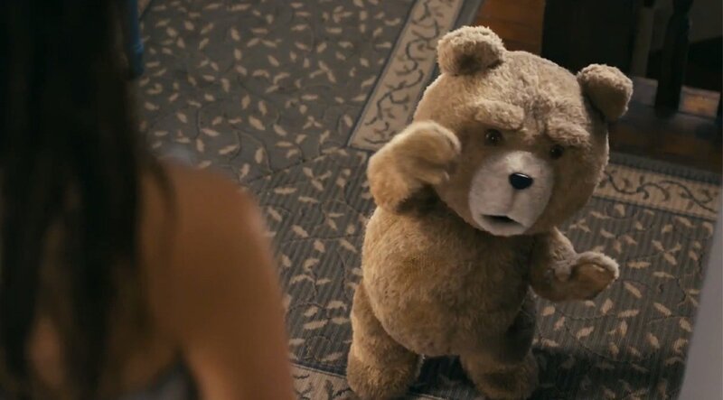 Ted the bear standing on rug
