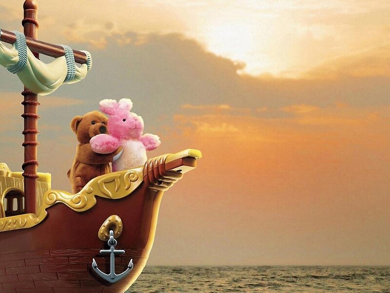 Teddy Bear and Bunny on Ship
