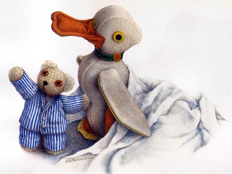 Teddy bear and duck toy