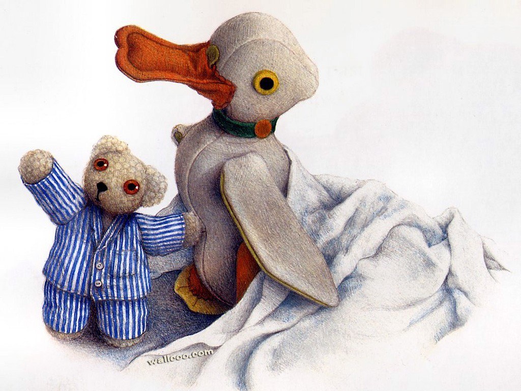 Teddy bear and duck toy
