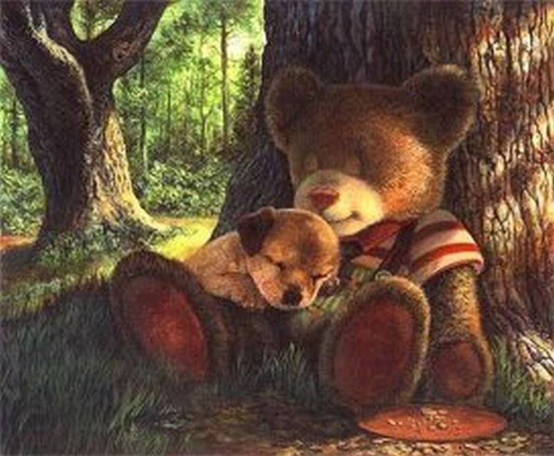 Teddy Bear and Puppy
