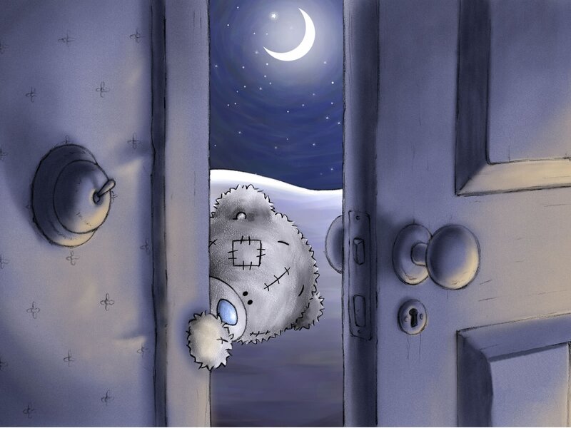 teddy bear at the door