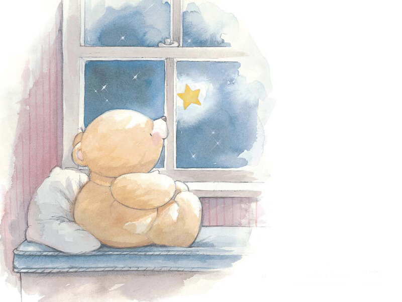 teddy bear at the window