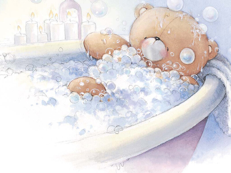 teddy bear bath time