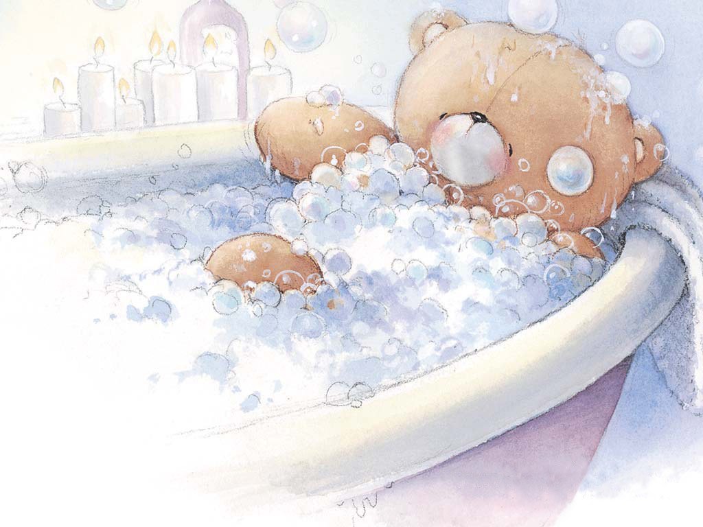 teddy bear bath time