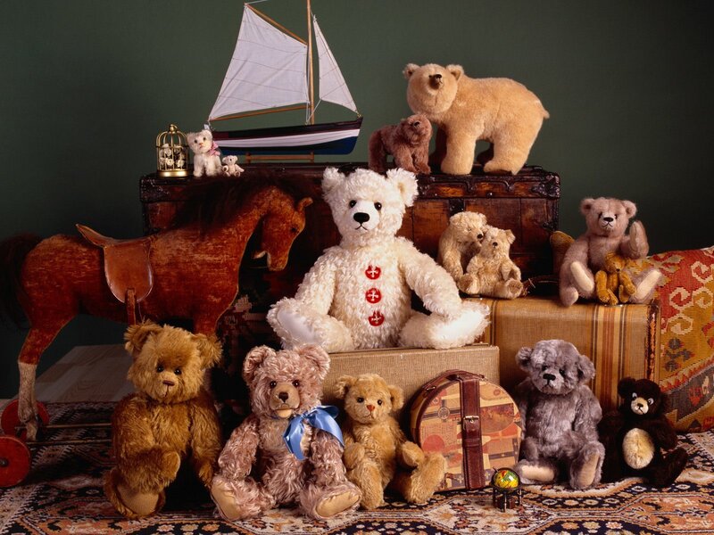 teddy bear collection display