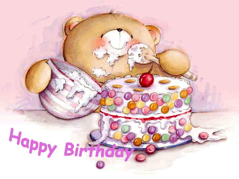Teddy Bear Eating Cake
