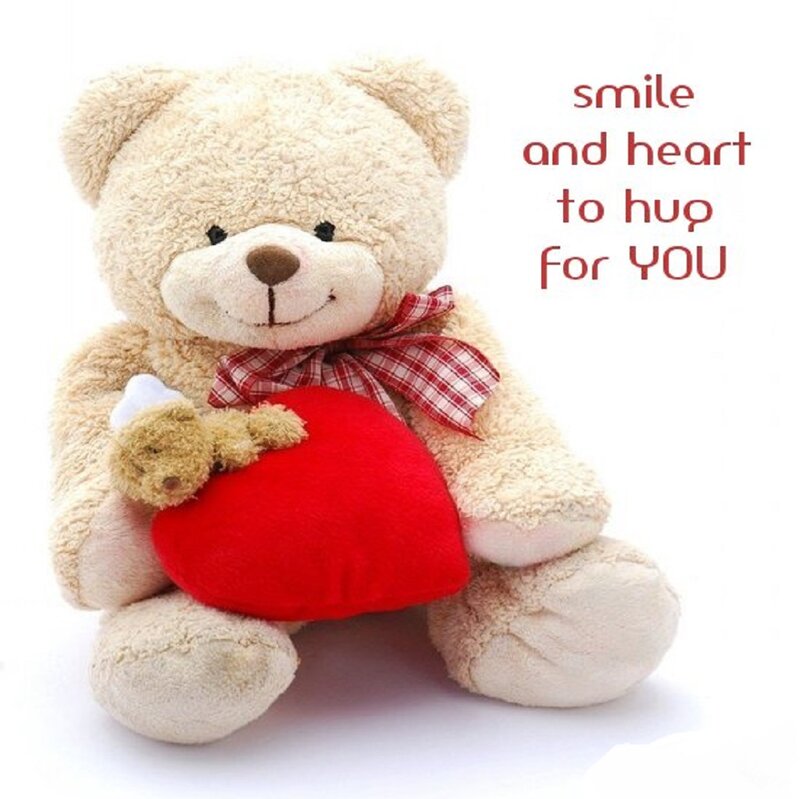 Teddy Bear Holding Heart — Beige, Sweet, Photograph