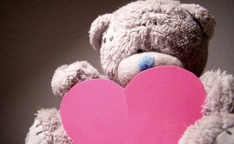 Teddy Bear Holding Heart — Pink, Sentimental