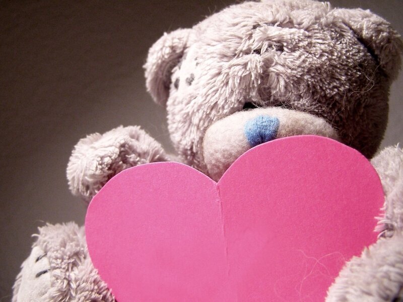 Teddy Bear Holding Heart — Pink