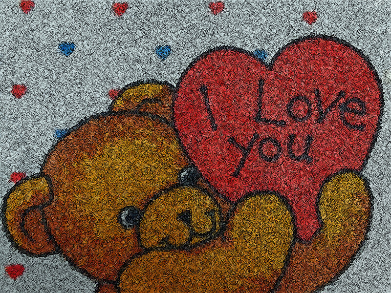 Teddy Bear Holding Heart — Red, Affectionate, Illustration