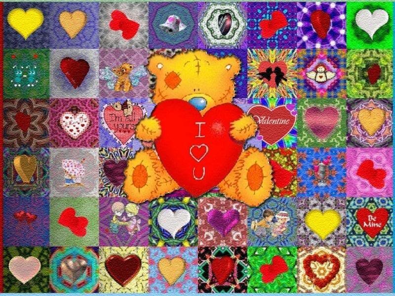 Teddy Bear Holding Heart — Red, Festive