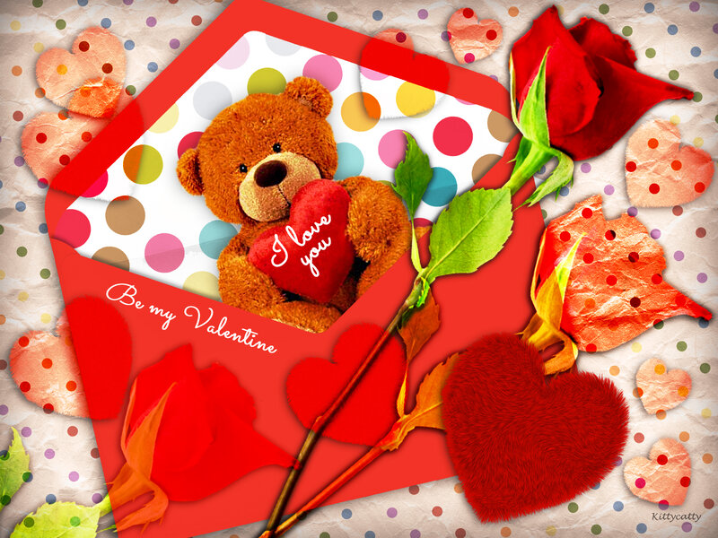 Teddy Bear Holding Heart — Red, Romantic
