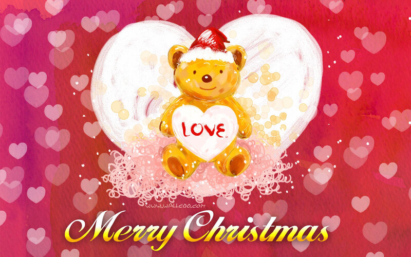 Teddy Bear Holding Heart — Red