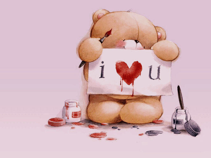 Teddy Bear Holding Sign — Pink