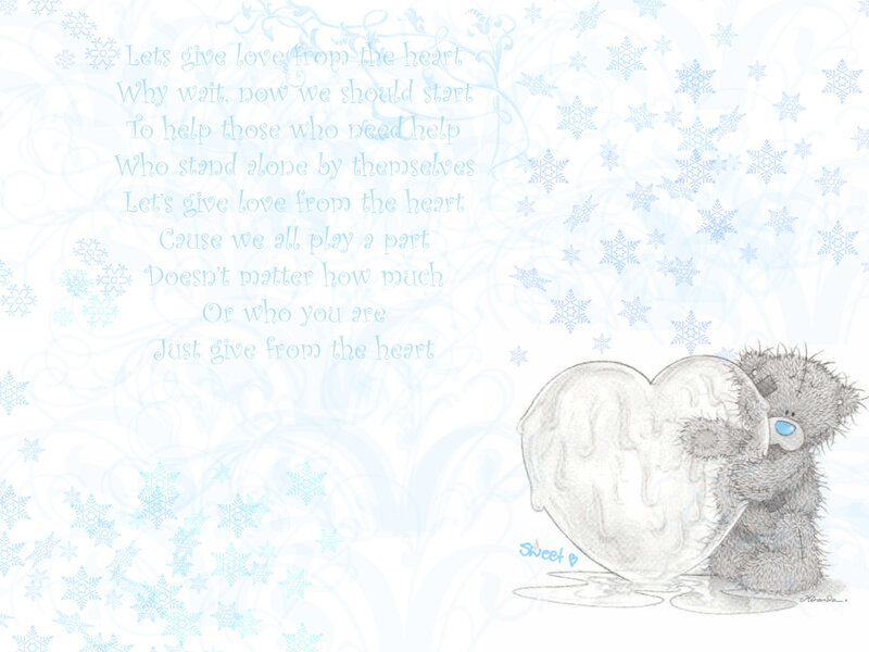 Teddy Bear Hugging Heart — Blue