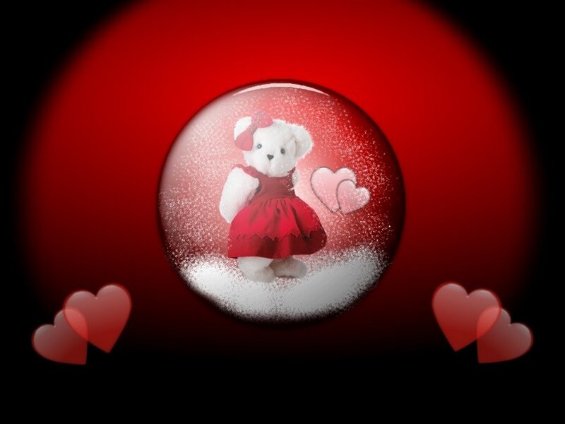 teddy bear in a snow globe