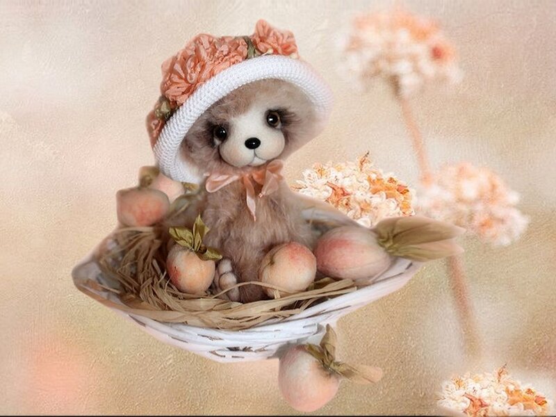 Teddy Bear in Basket — Beige, Serene