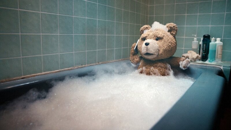 Teddy Bear in Bathtub — Brown, Calm, 3d Render