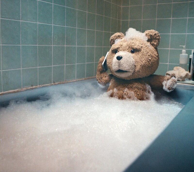 Teddy Bear in Bathtub — Brown, Calm