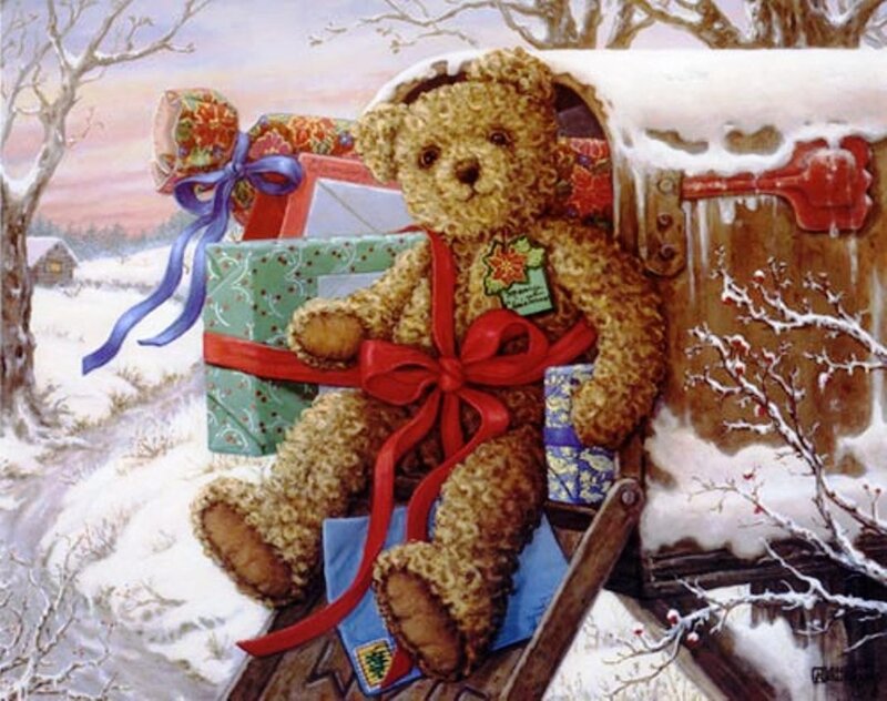 Teddy Bear in Mailbox