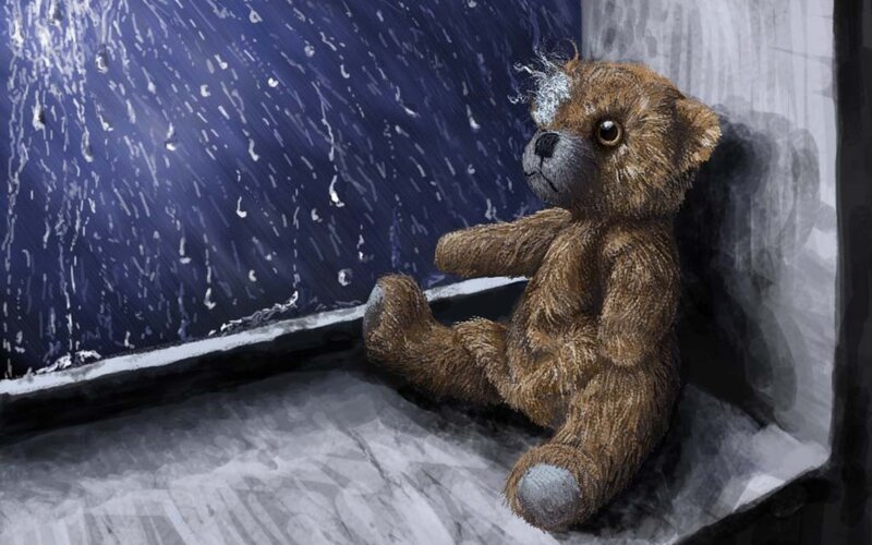 Teddy Bear in Rain