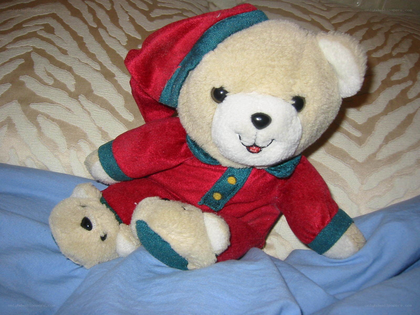 Teddy bear in red pajamas