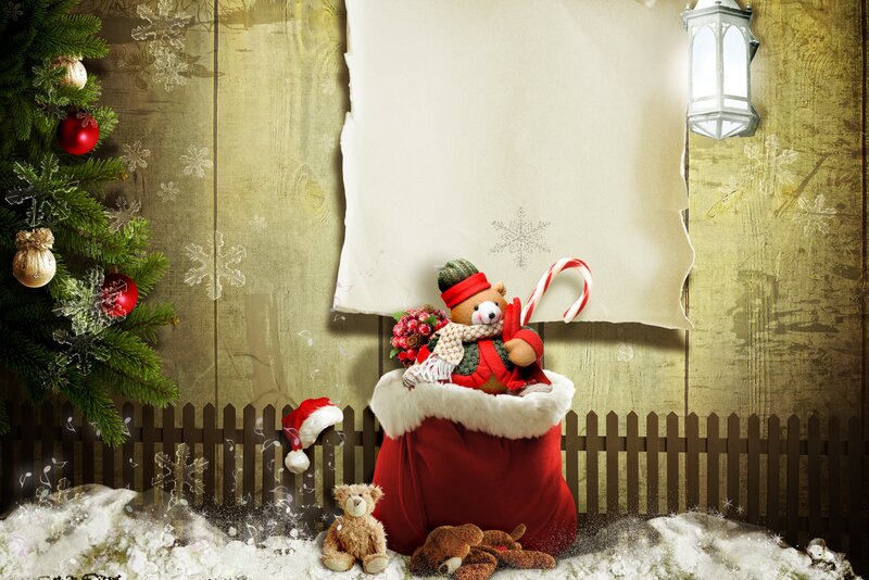 Teddy Bear in Sack — Red