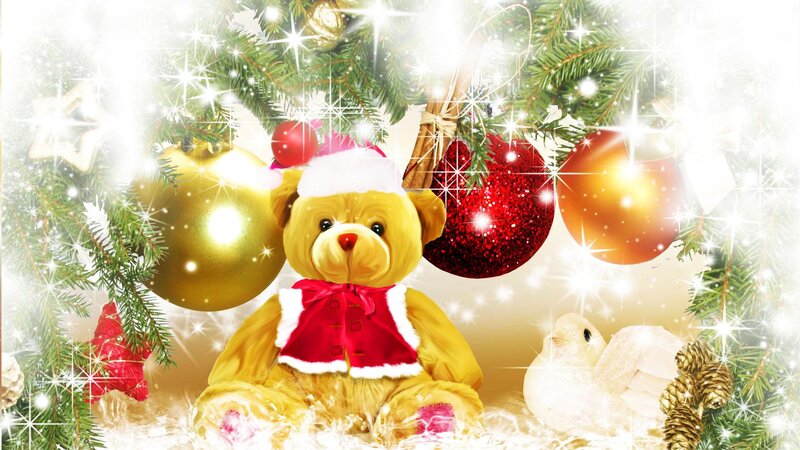 Teddy Bear in Santa Outfit — Gold