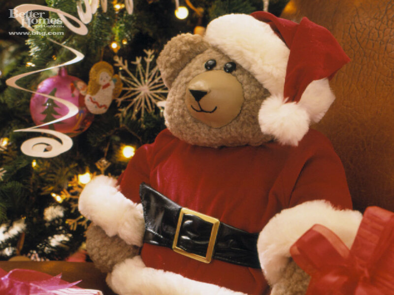 Teddy Bear in Santa Outfit — Red