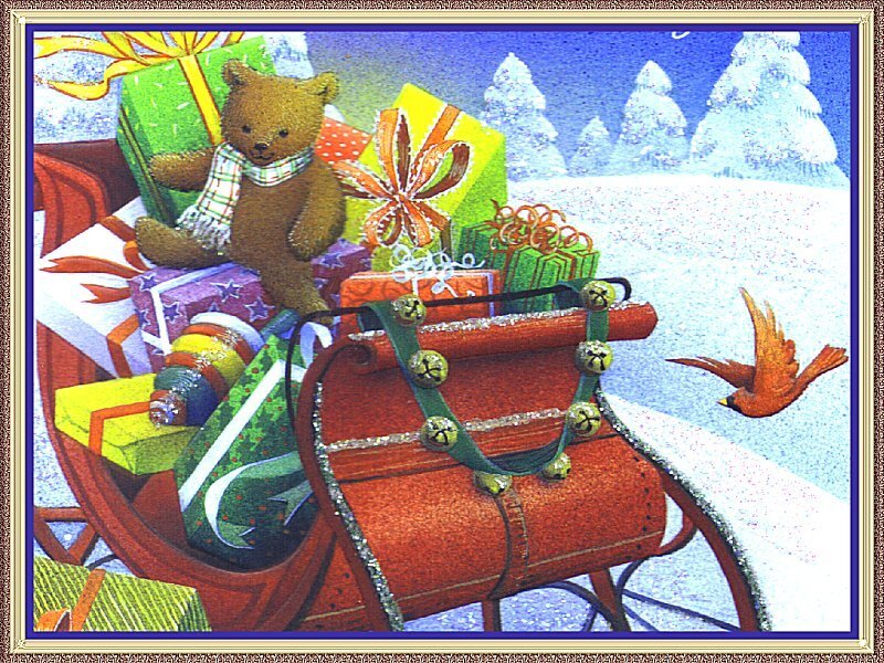 Teddy Bear in Sleigh